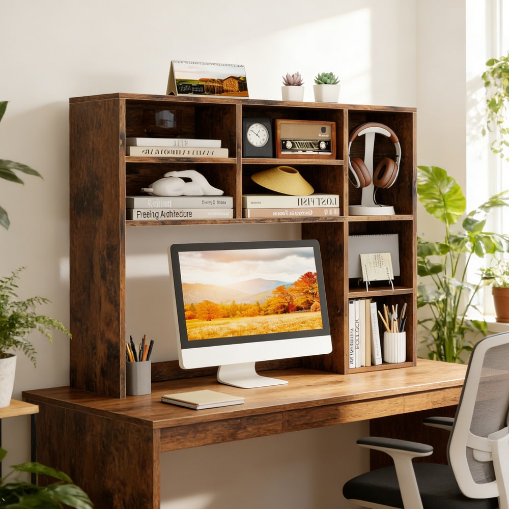 Desktop Bookshelf For Filing Cabinets With Adjustable Shelves_voghion.com